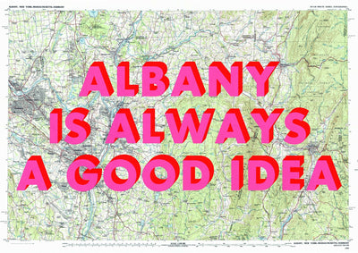 Albany Retro Pop Art Map Print (landscape) - Magic Posters