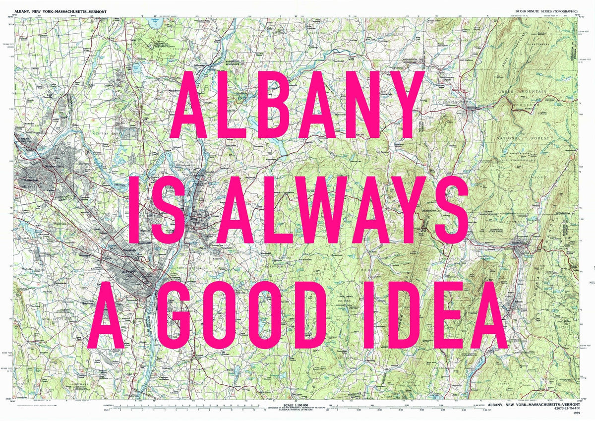 Albany Retro Pop Art Map Print (landscape) - Magic Posters