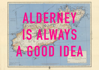 Alderney Retro Pop Art Map Print (landscape)