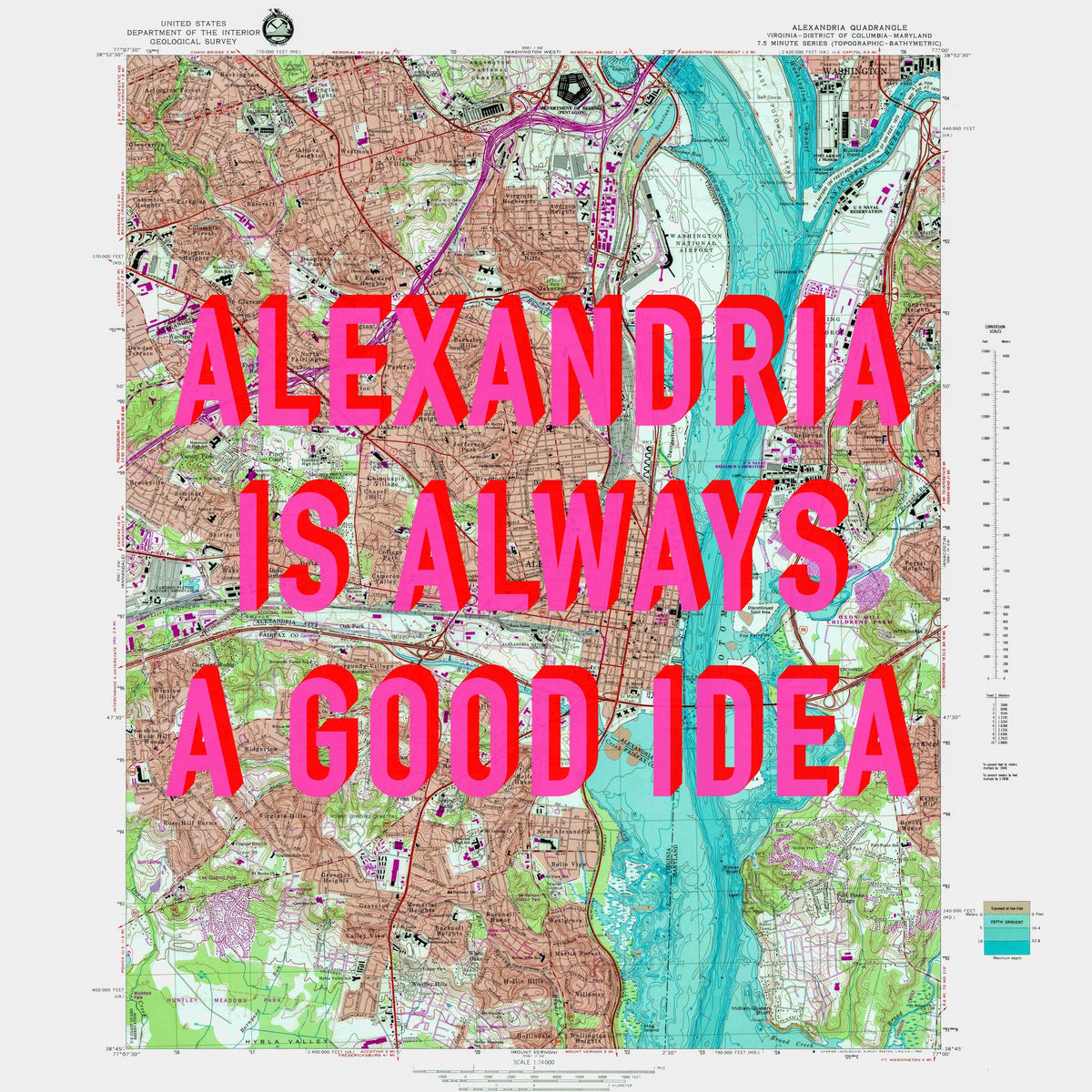 Alexandria Virginia Retro Pop Art Map Print (square) - Magic Posters
