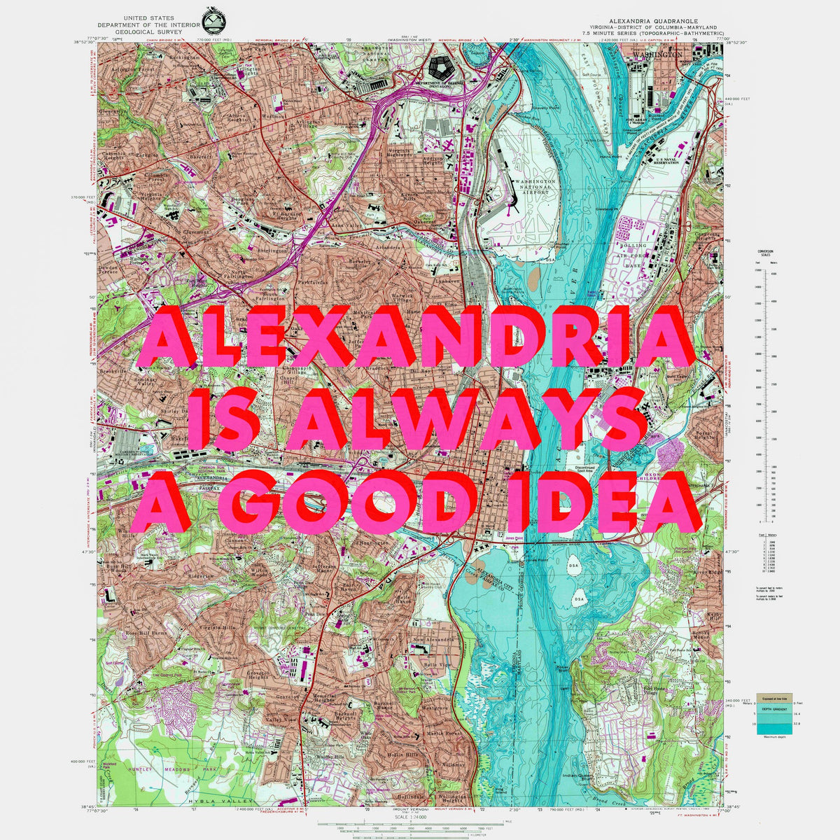 Alexandria Virginia Retro Pop Art Map Print (square) - Magic Posters