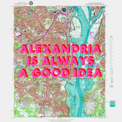 Alexandria Virginia Retro Pop Art Map Print (square) - Magic Posters