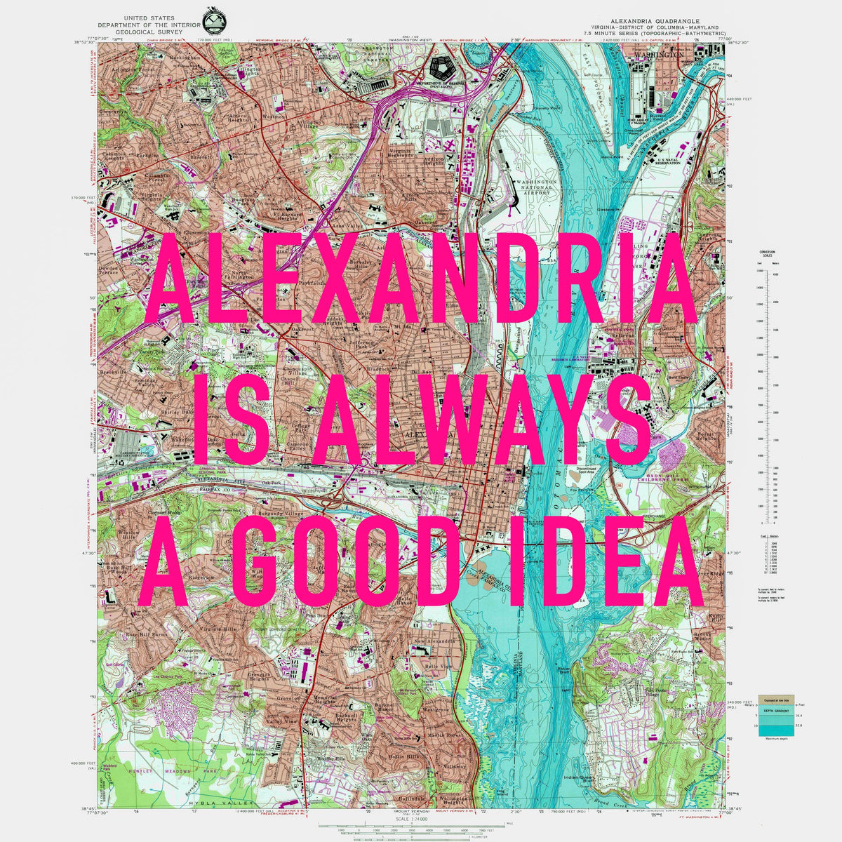 Alexandria Virginia Retro Pop Art Map Print (square) - Magic Posters
