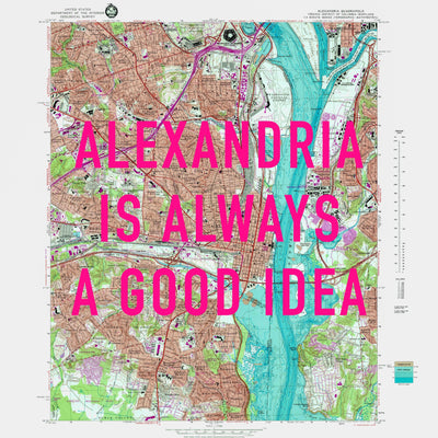 Alexandria Virginia Retro Pop Art Map Print (square) - Magic Posters