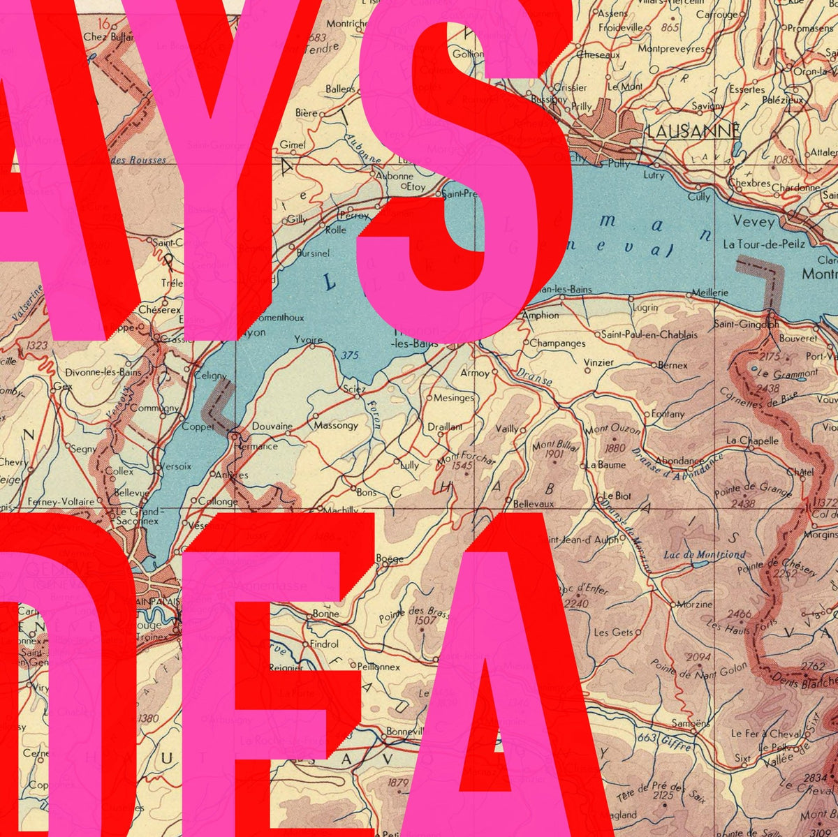 The Alps Retro Pop Art Map Print