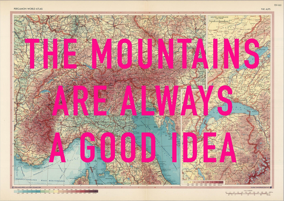 The Alps Retro Pop Art Map Print