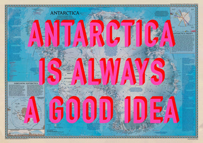 Antarctica Retro Pop Art Map Print (Landscape)