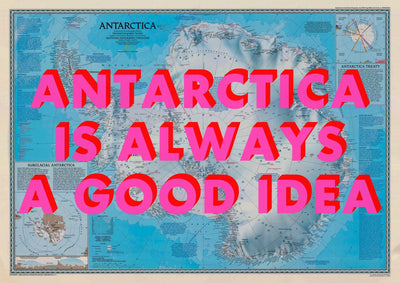 Antarctica Retro Pop Art Map Print (Landscape)