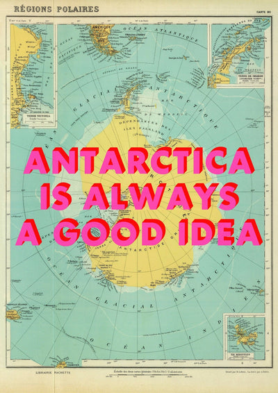 Antarctica Retro Pop Art Map Print (Portrait)