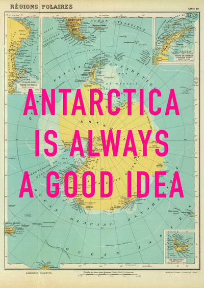 Antarctica Retro Pop Art Map Print (Portrait)