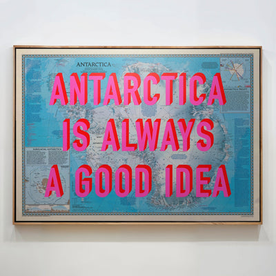 Antarctica Retro Pop Art Map Print (Landscape) - Magic Posters