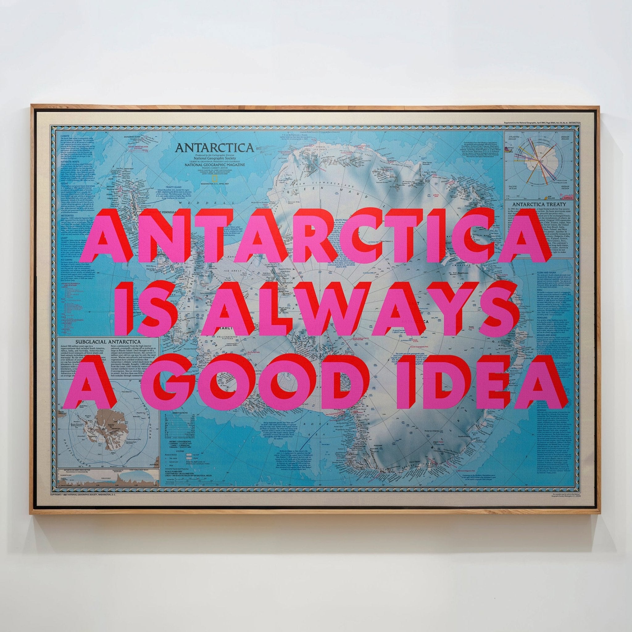 Antarctica Retro Pop Art Map Print (Landscape) - Magic Posters
