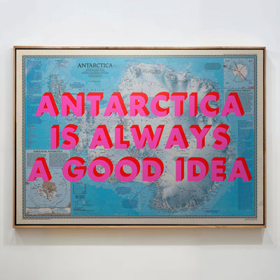 Antarctica Retro Pop Art Map Print (Landscape) - Magic Posters