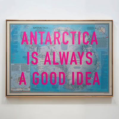 Antarctica Retro Pop Art Map Print (Landscape) - Magic Posters