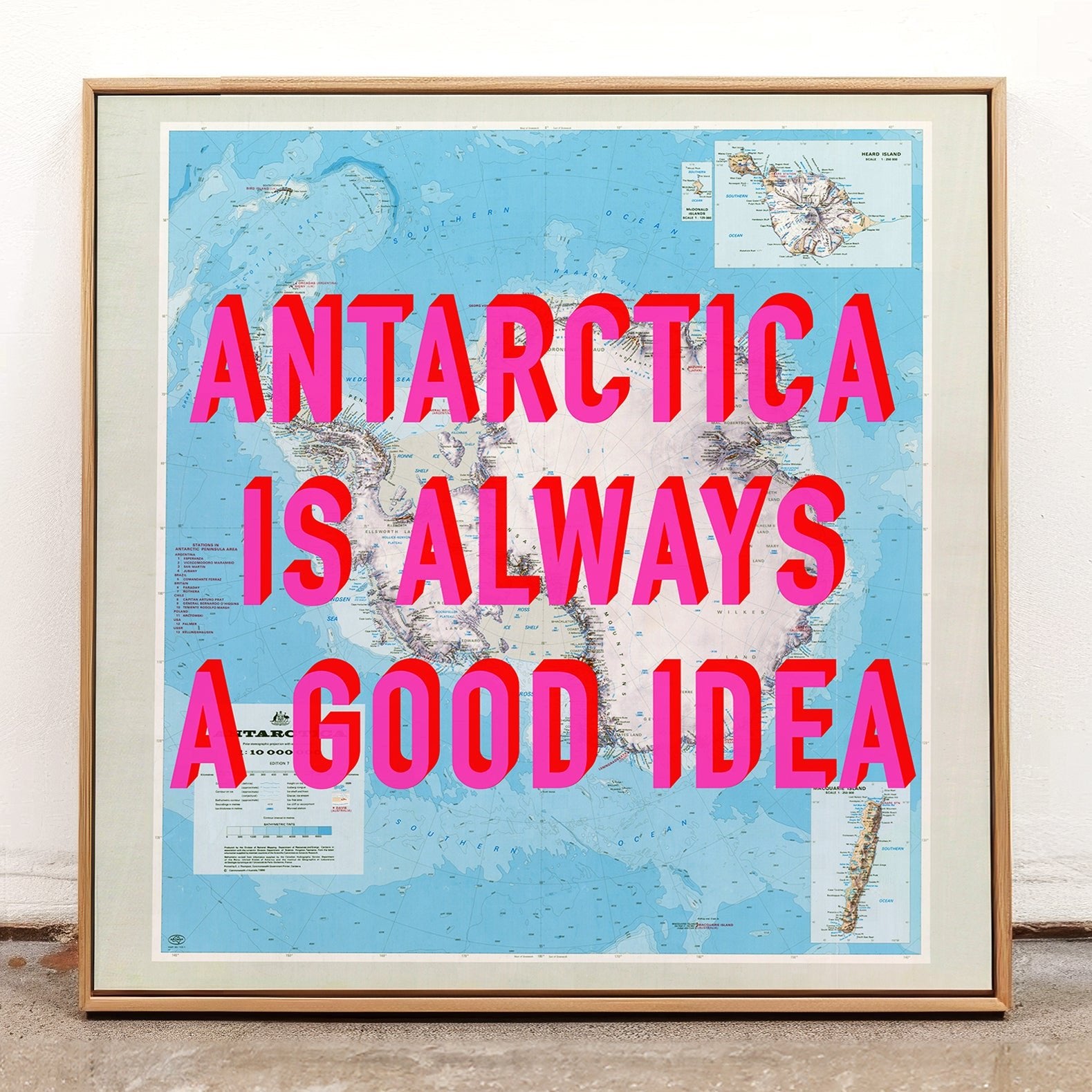 Antarctica Retro Pop Art Map Print (Square) - Magic Posters