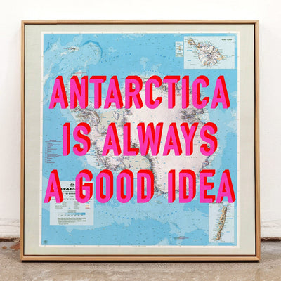 Antarctica Retro Pop Art Map Print (Square) - Magic Posters