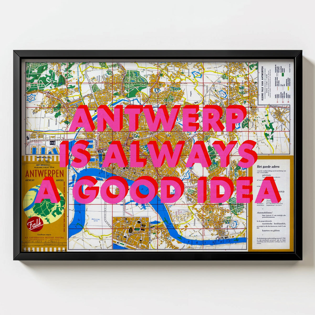 Antwerp Retro Pop Art Map Print (landscape) - Magic Posters
