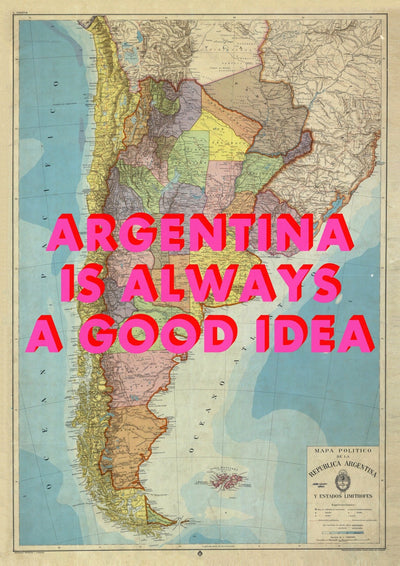 Argentina Retro Pop Art Map Print (Portrait)