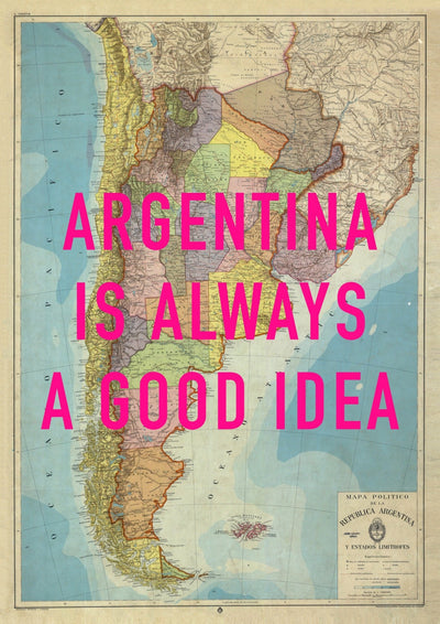 Argentina Retro Pop Art Map Print (Portrait)