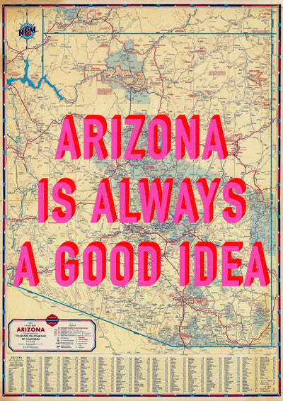 Arizona Retro Pop Art Map Print (portrait)