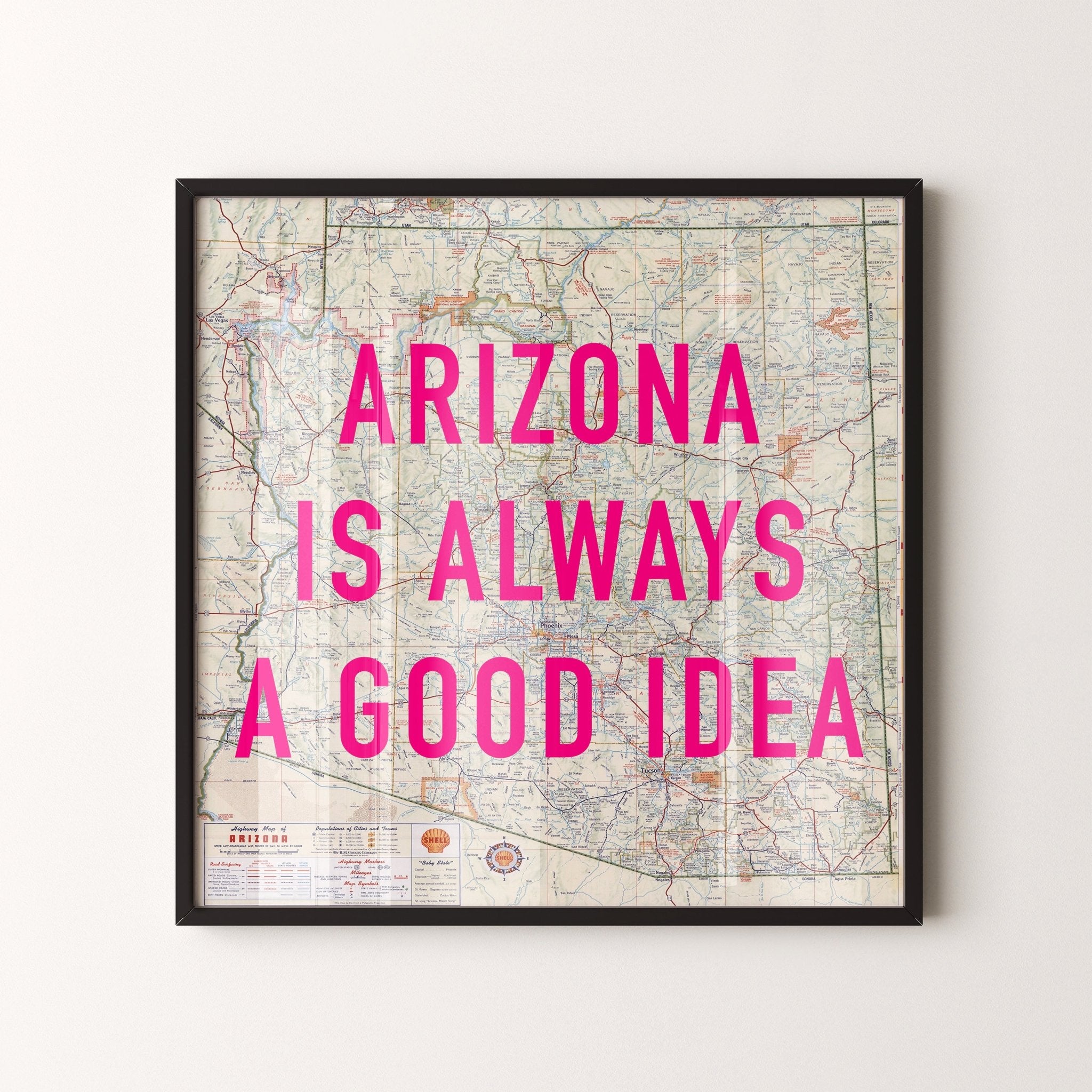 Arizona Retro Pop Art Map Print - Magic Posters