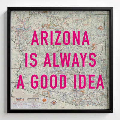 Arizona Retro Pop Art Map Print - black frame mockup - Magic Posters