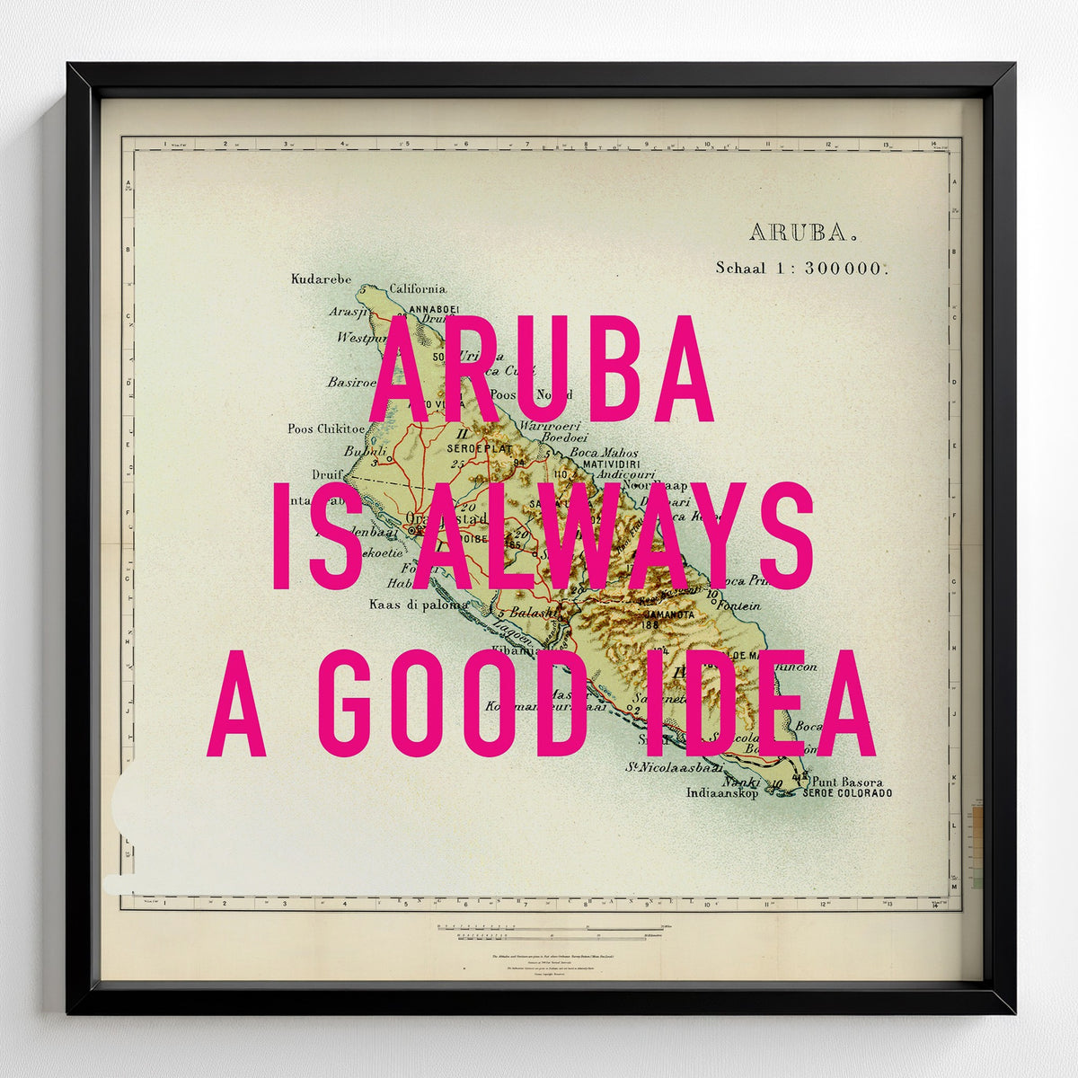 Aruba Retro Pop Art Map Print (square) - Magic Posters