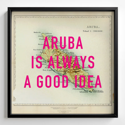 Aruba Retro Pop Art Map Print (square) - Magic Posters