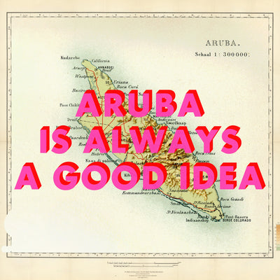 Aruba Retro Pop Art Map Print (square)