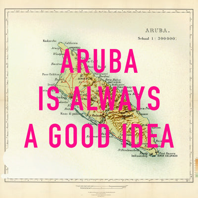 Aruba Retro Pop Art Map Print (square)