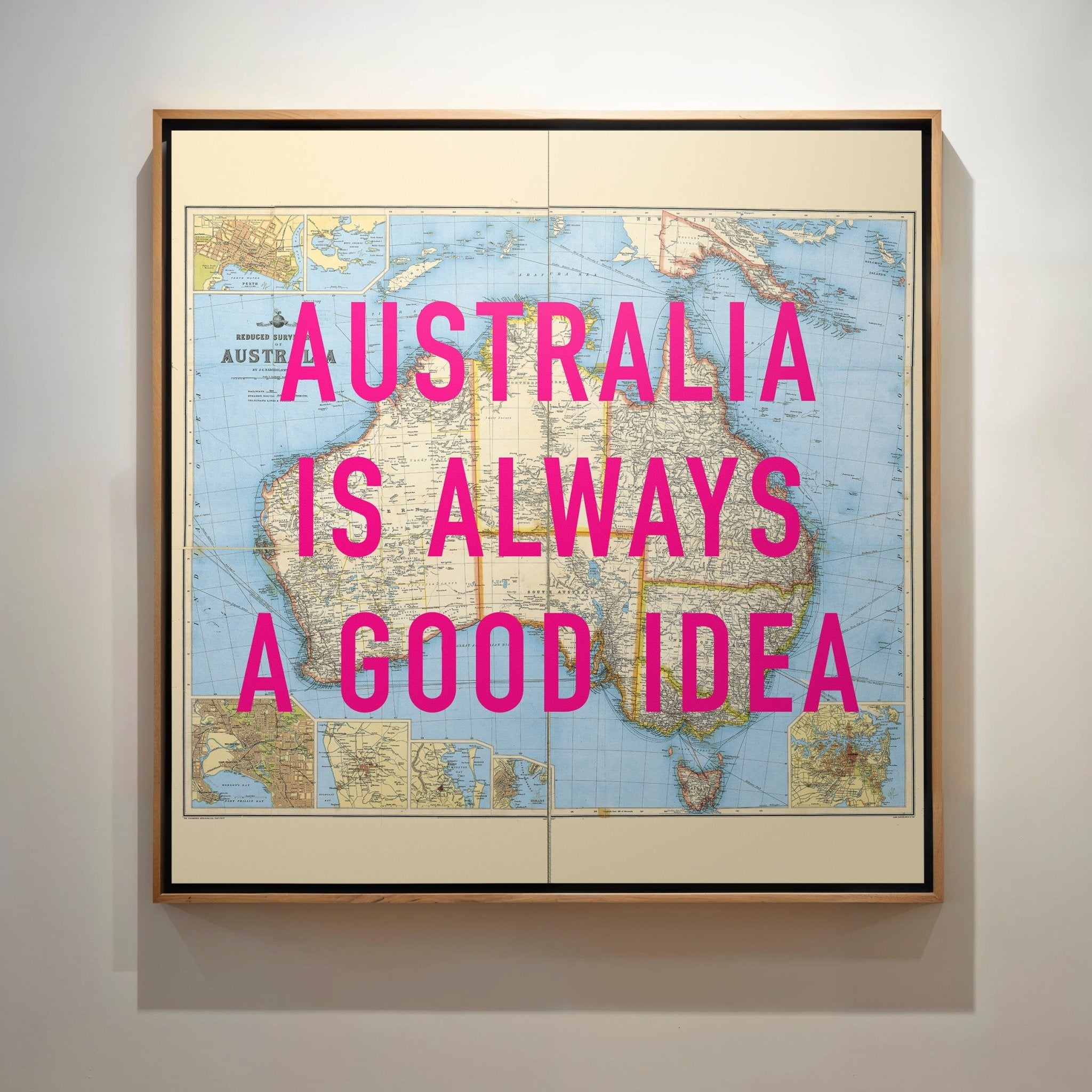 Australia Retro Pop Art Map Print (Square) - Magic Posters