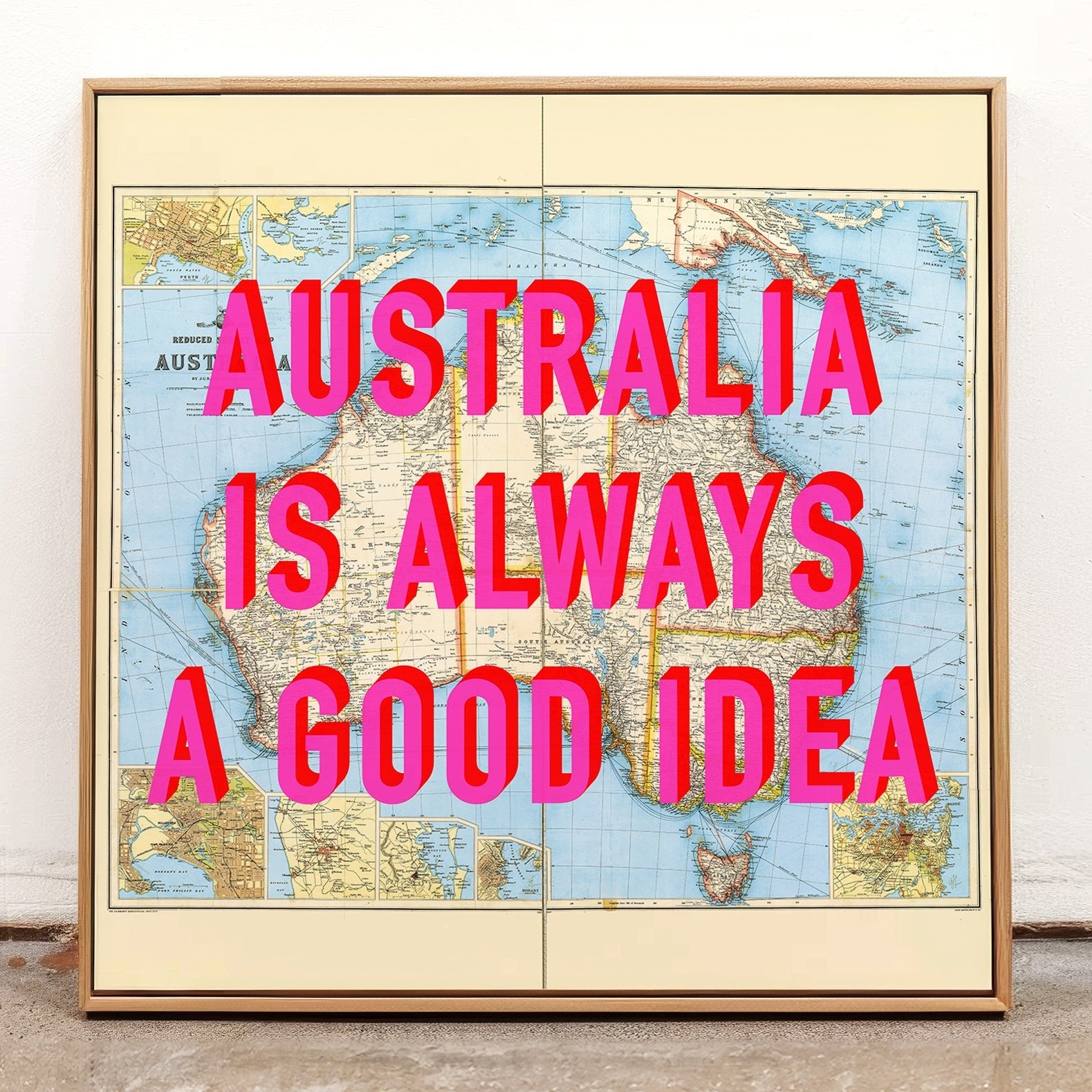 Australia Retro Pop Art Map Print (Square) - Magic Posters