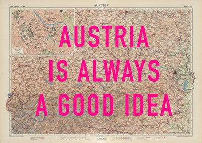 Austria Retro Pop Art Map Print (landscape)