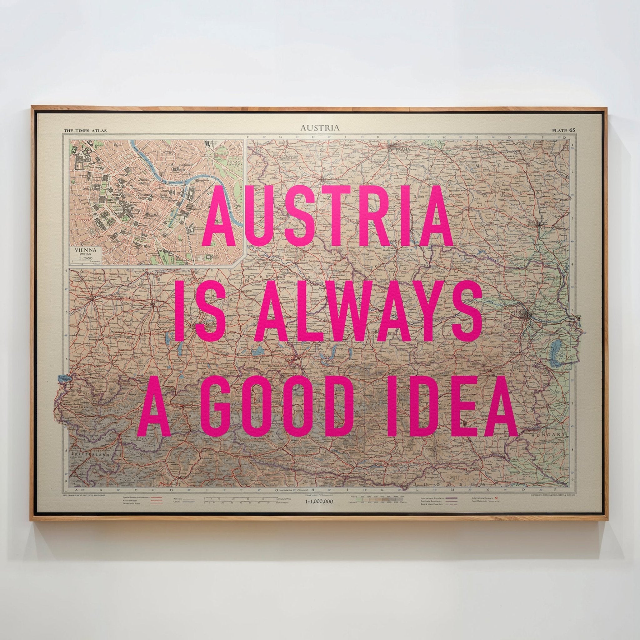 Austria Retro Pop Art Map Print (landscape) - Magic Posters