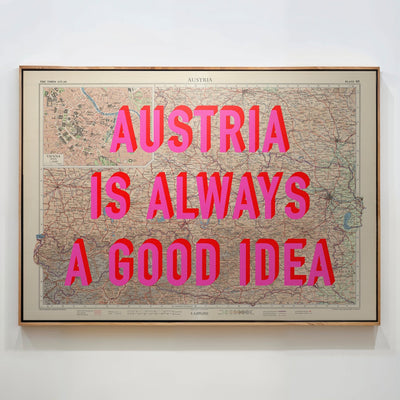 Austria Retro Pop Art Map Print (landscape) - Magic Posters