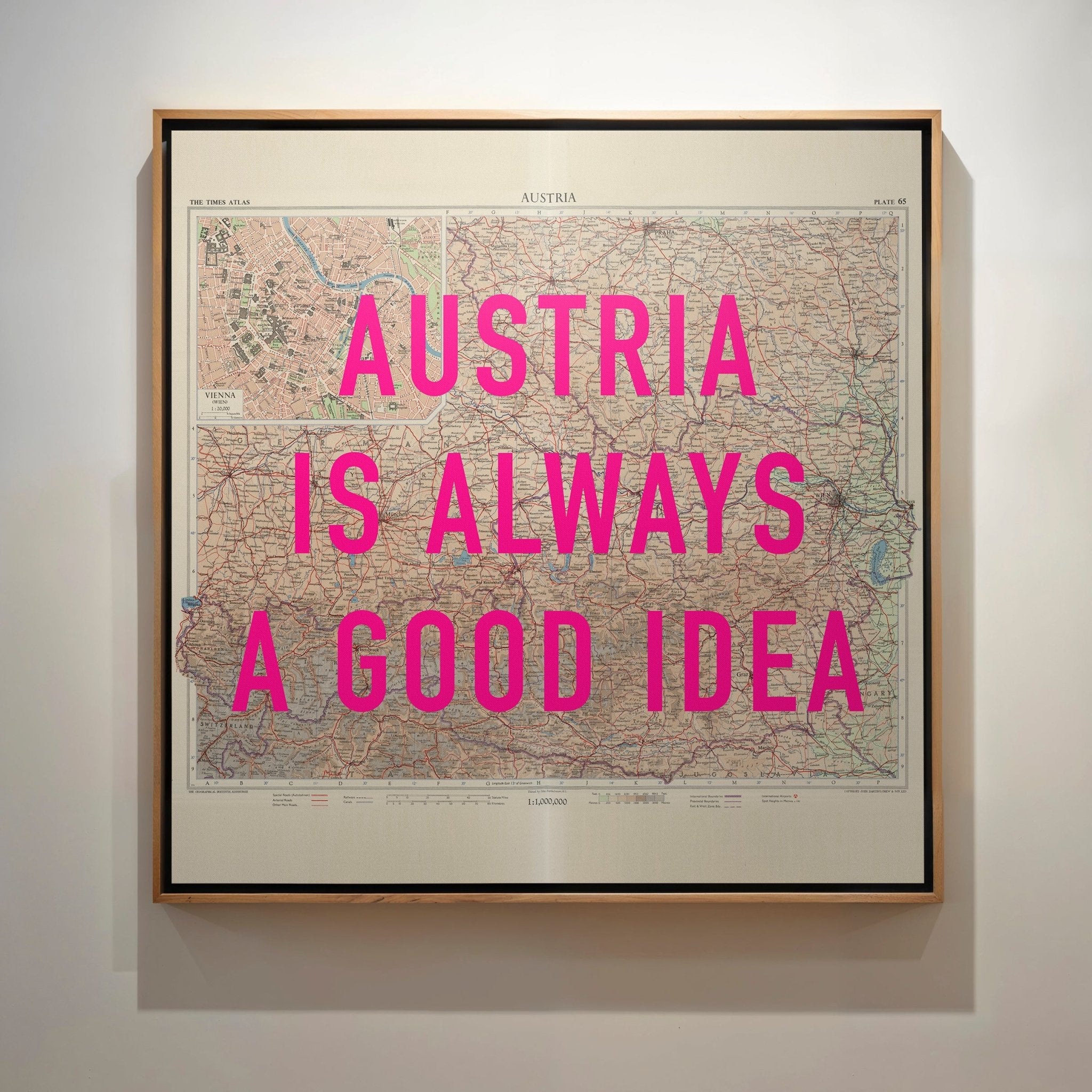 Austria Retro Pop Art Map Print (square) - Magic Posters