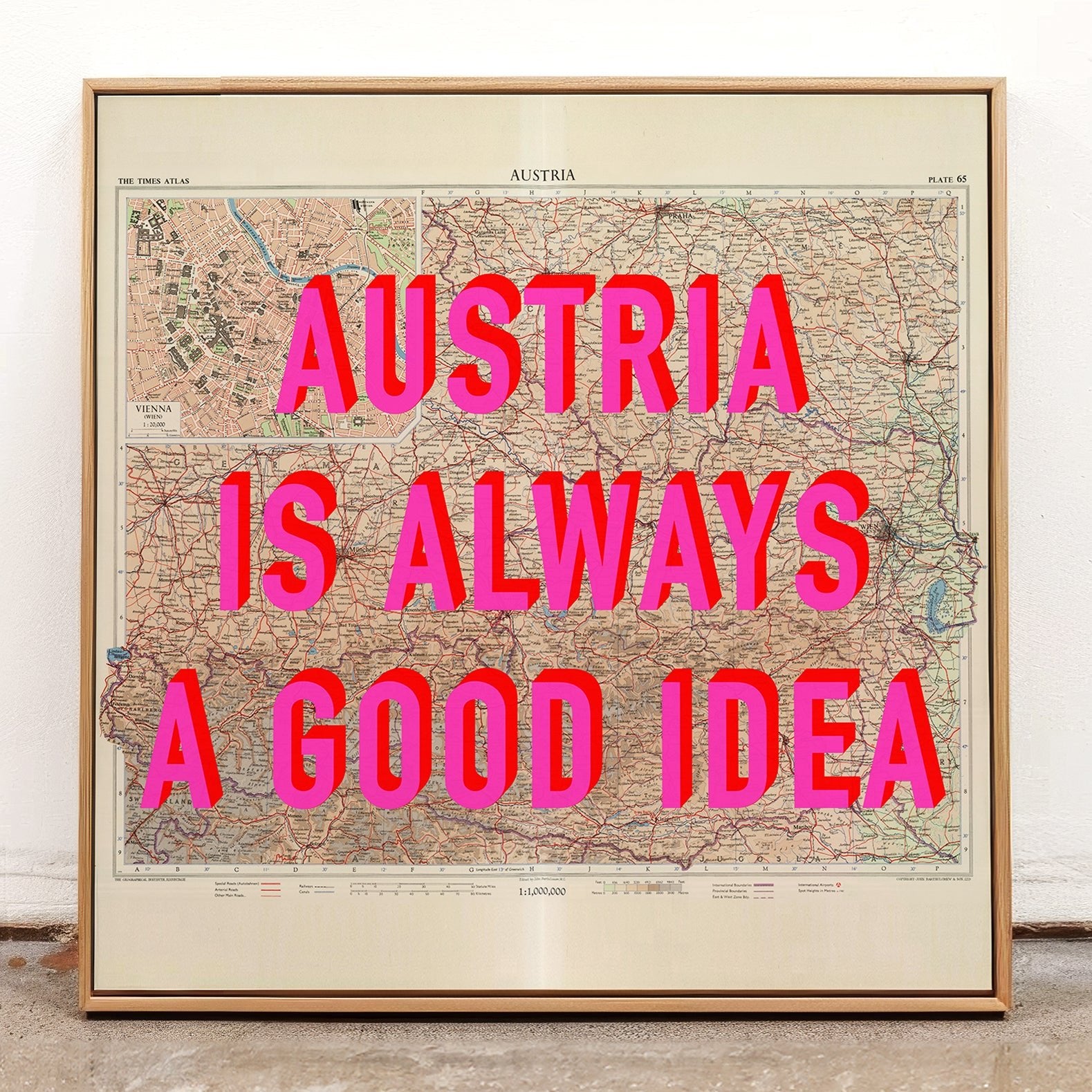 Austria Retro Pop Art Map Print (square) - Magic Posters