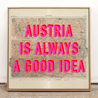 Austria Retro Pop Art Map Print (square) - Magic Posters