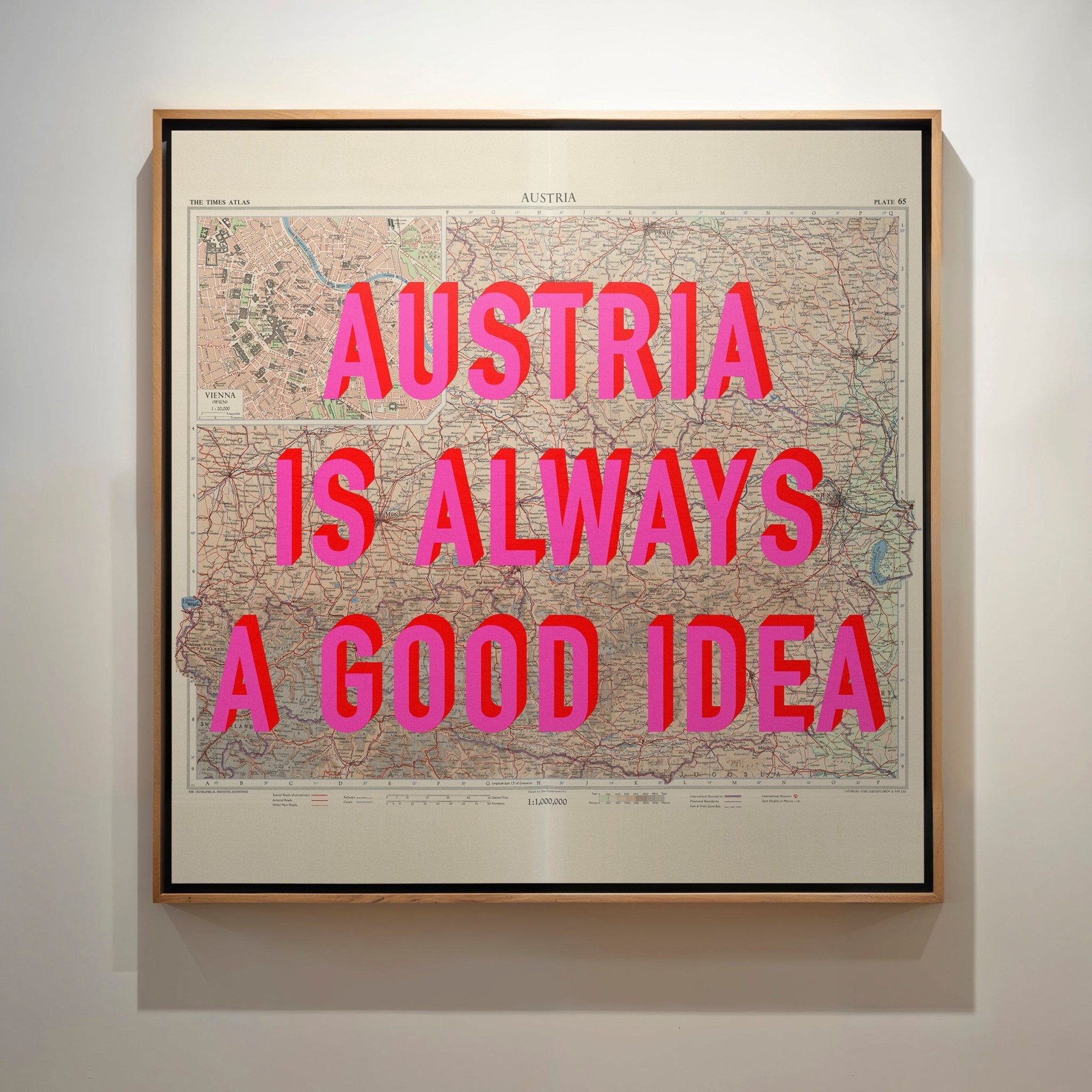 Austria Retro Pop Art Map Print (square) - Magic Posters