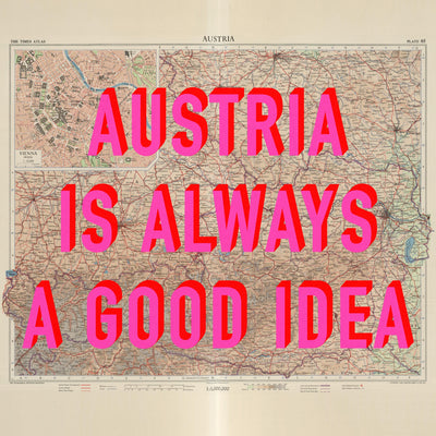Austria Retro Pop Art Map Print (square)