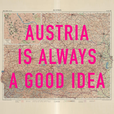 Austria Retro Pop Art Map Print (square)
