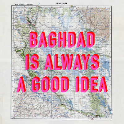 Baghdad Retro Pop Art Map Print (square) - Magic Posters