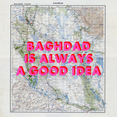 Baghdad Retro Pop Art Map Print (square) - Magic Posters