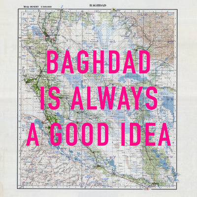Baghdad Retro Pop Art Map Print (square) - Magic Posters