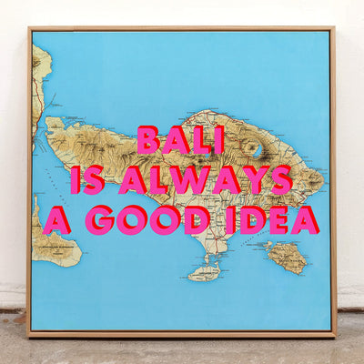 Bali Retro Pop Art Map Print (square) - Magic Posters