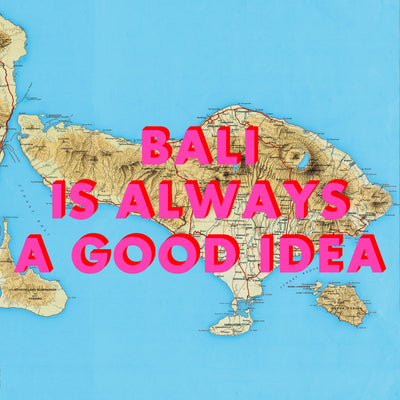 Bali Retro Pop Art Map Print (square)