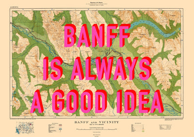 Banff Retro Pop Art Map Print (landscape) - Magic Posters