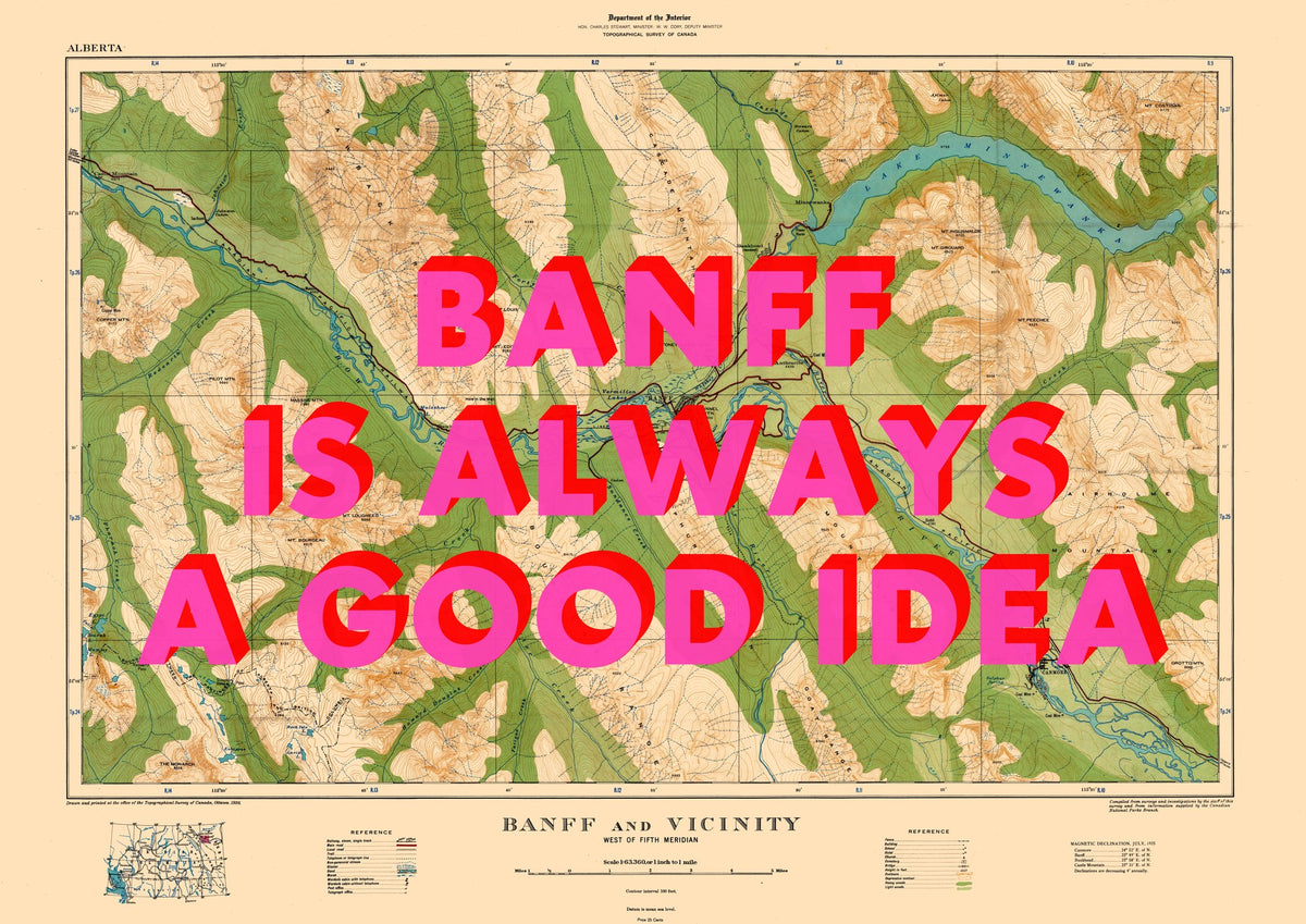 Banff Retro Pop Art Map Print (landscape) - Magic Posters