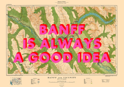 Banff Retro Pop Art Map Print (landscape) - Magic Posters