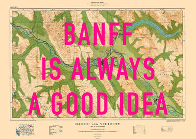 Banff Retro Pop Art Map Print (landscape) - Magic Posters